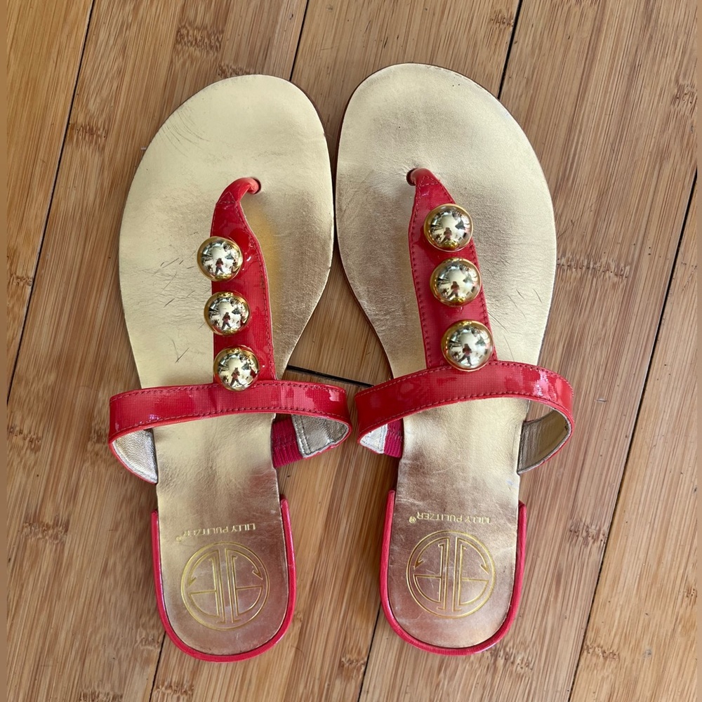 VGUC Lilly Pulitzer Jubilee Having a Ball pink sandals 7.5